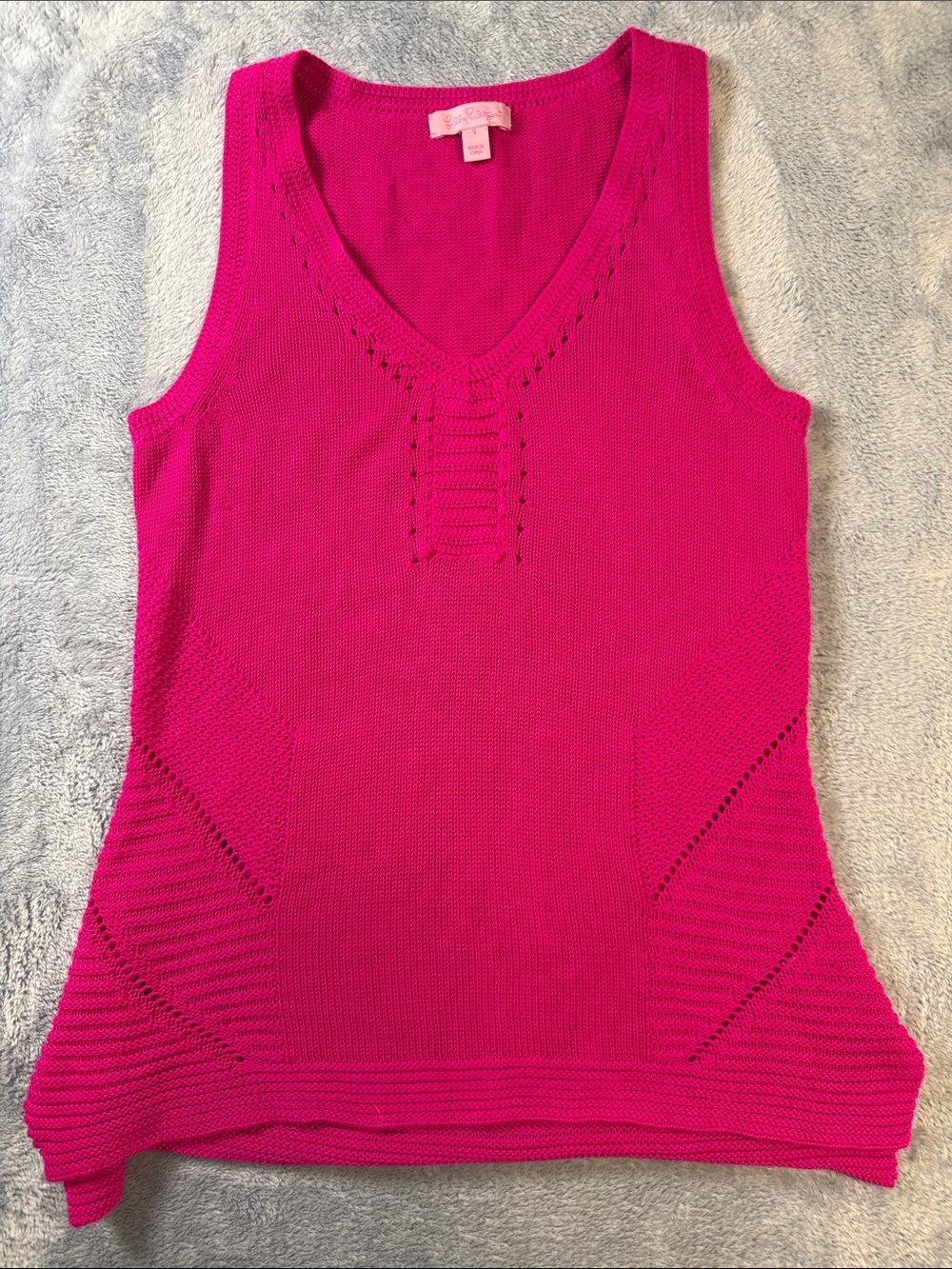 Lilly Pulitzer Hot Pink Knit V-Neck Sweater #3261-2